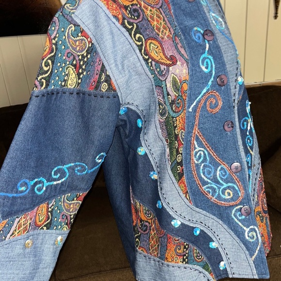 Silverstream • Vtg • Denim • Jacket • Embroidery • Paisley • One Size - Picture 12 of 16